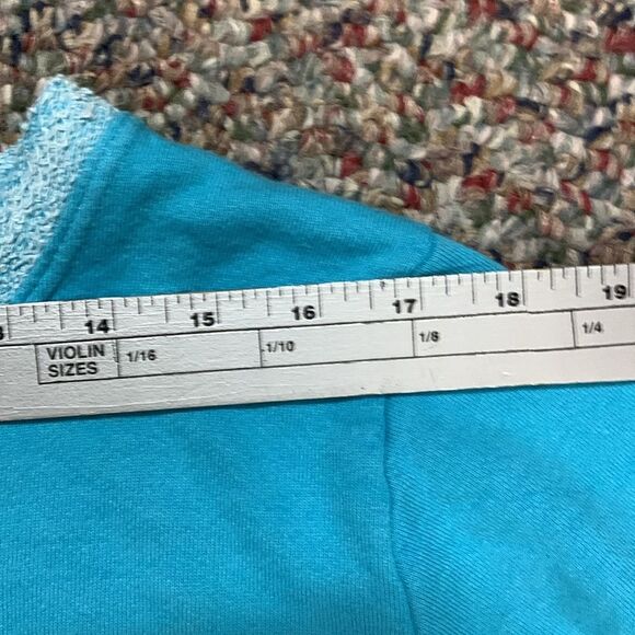Fresh Produce Lake Michigan Graphic Turquoise Open Neck 3/4 Sleeve Sweatshirt XL - Picture 9 of 11